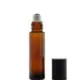 Amber Glass Roll-On Bottle with Stainless Steel Ball & Black Cap