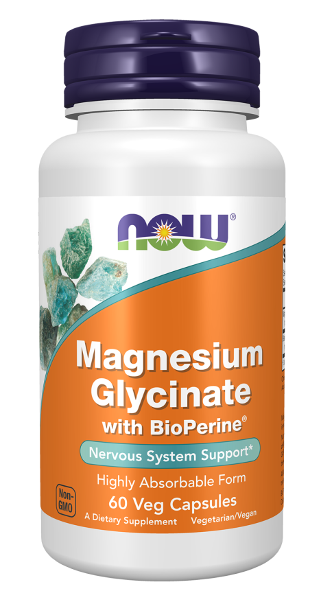 NOW Foods Magnesium Glycinate with BioPerine - 60 Veg Capsules