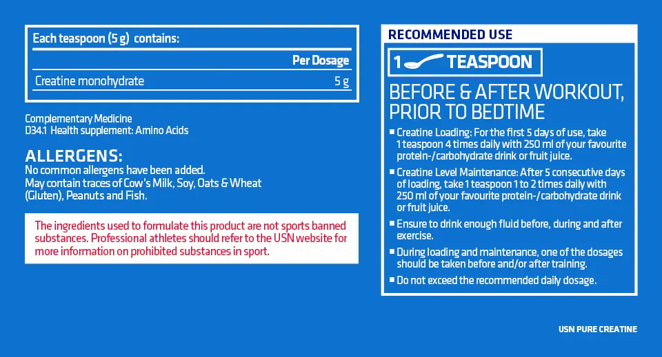 Pure Creatine Nutritional Information